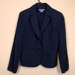 Ann Taylor Women’s Knit Navy Blue 2-Button Career Office Blazer